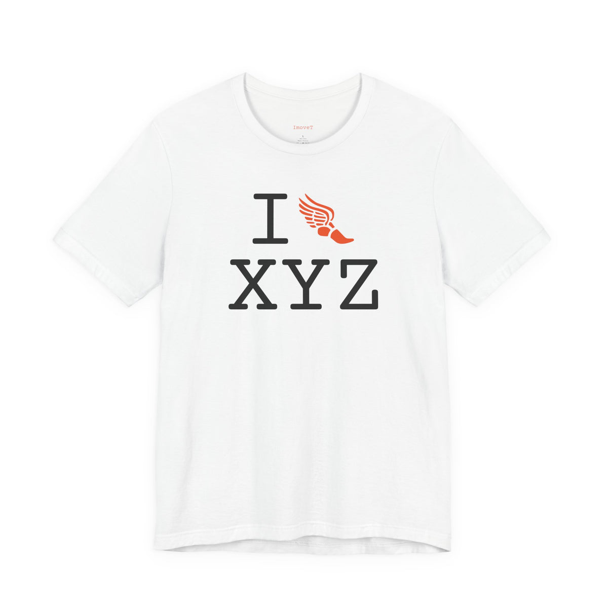 I Run unisex T, orange logo