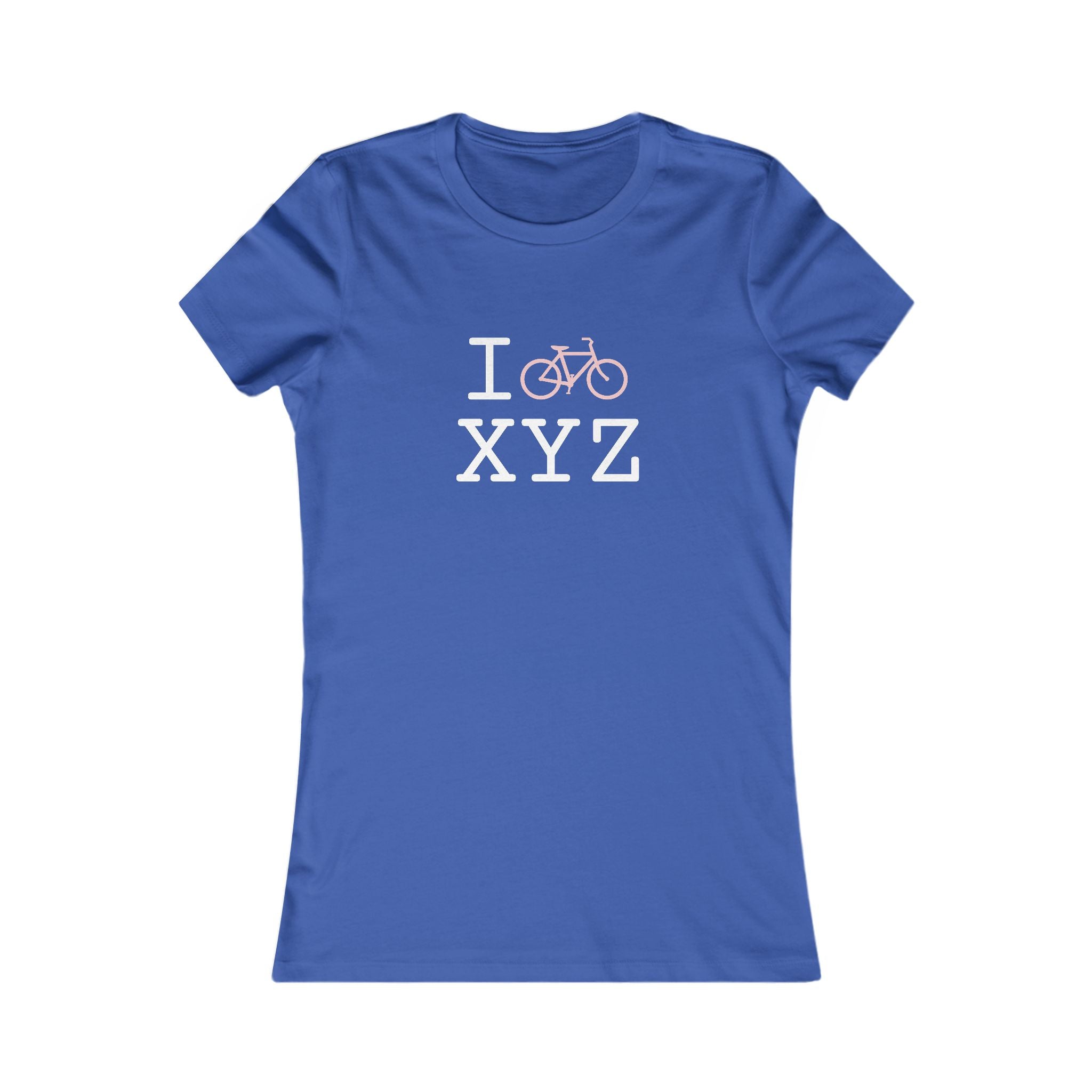 "I Bike ___" women's T, pink bike