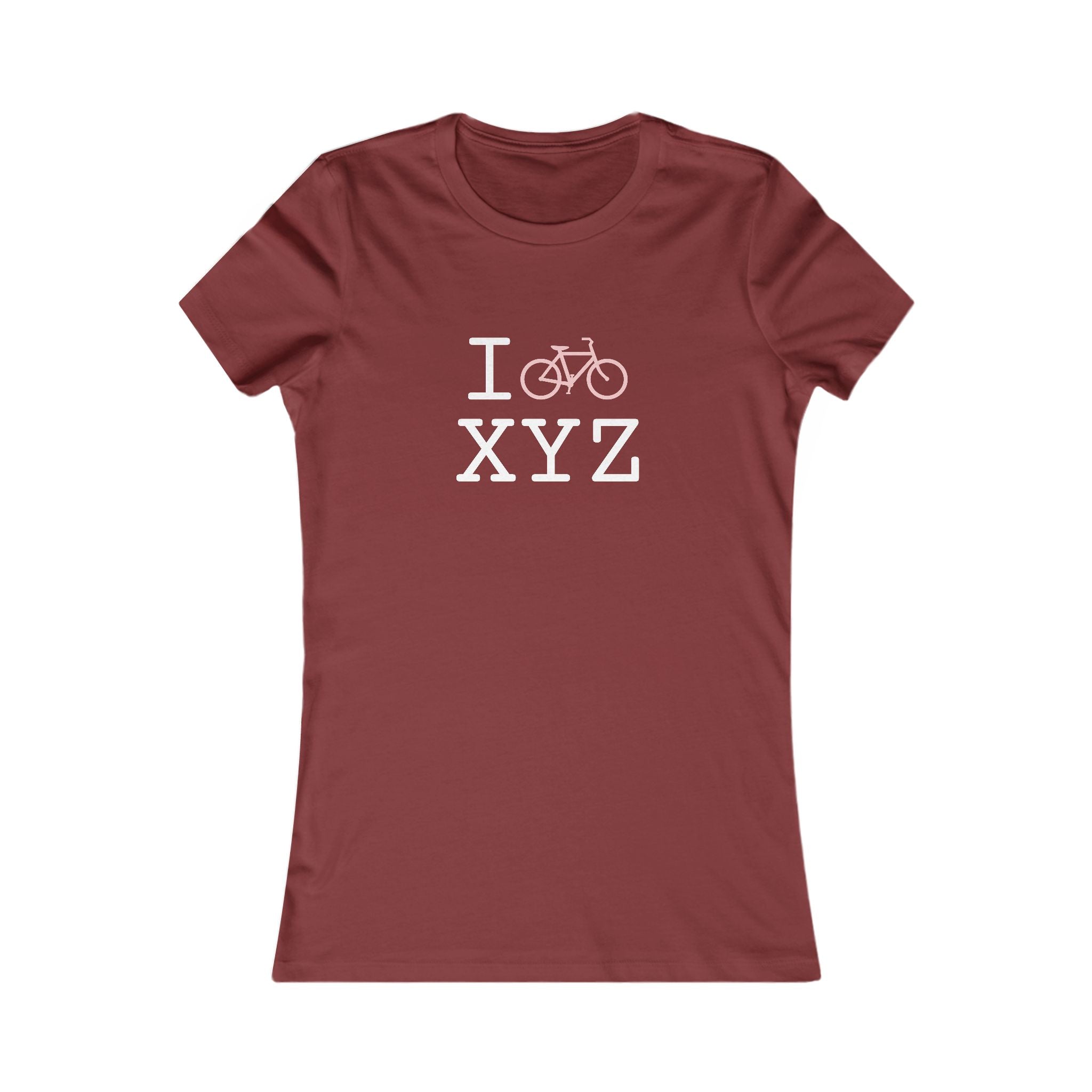 "I Bike ___" women's T, pink bike