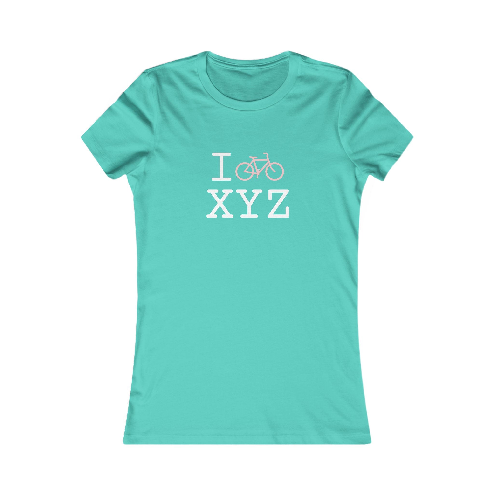 "I Bike ___" women's T, pink bike