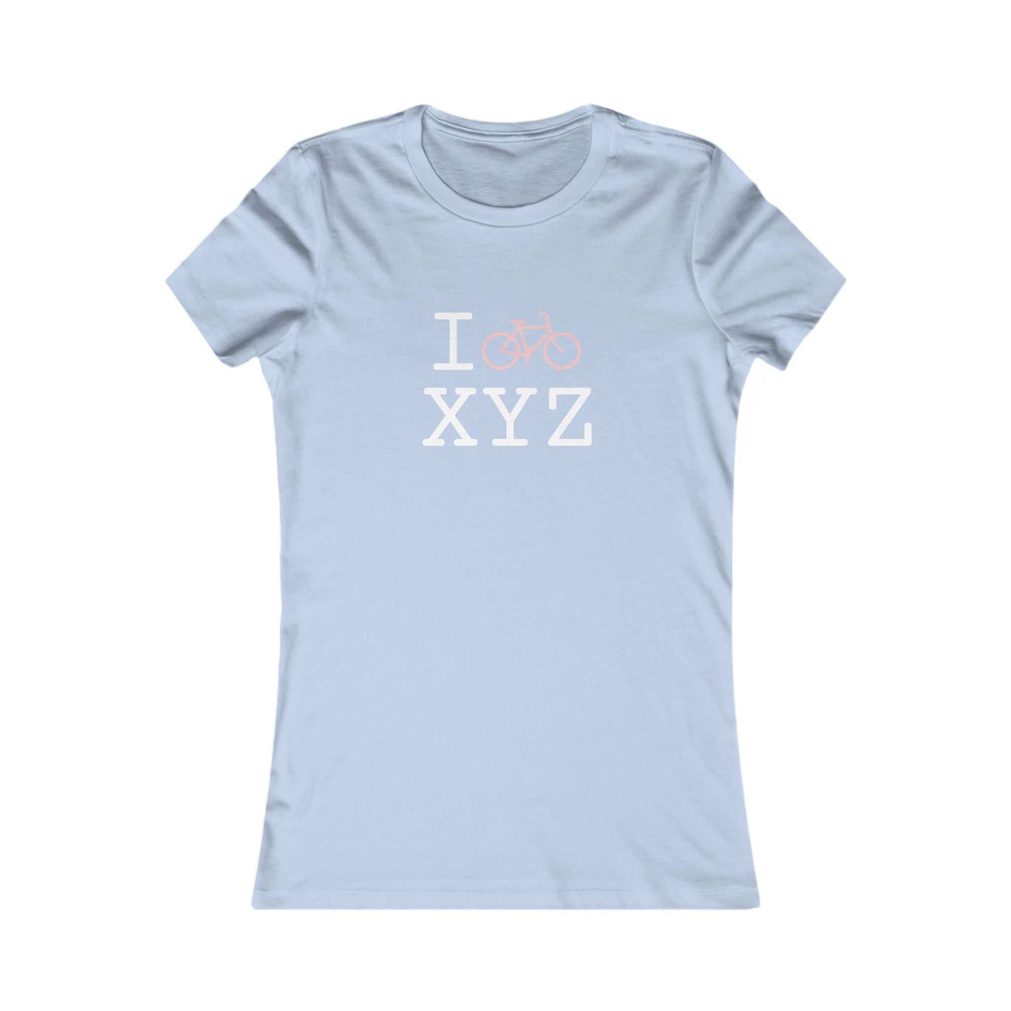 "I Bike ___" women's T, pink bike