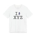 I Hike ___ unisex T, navy hiker