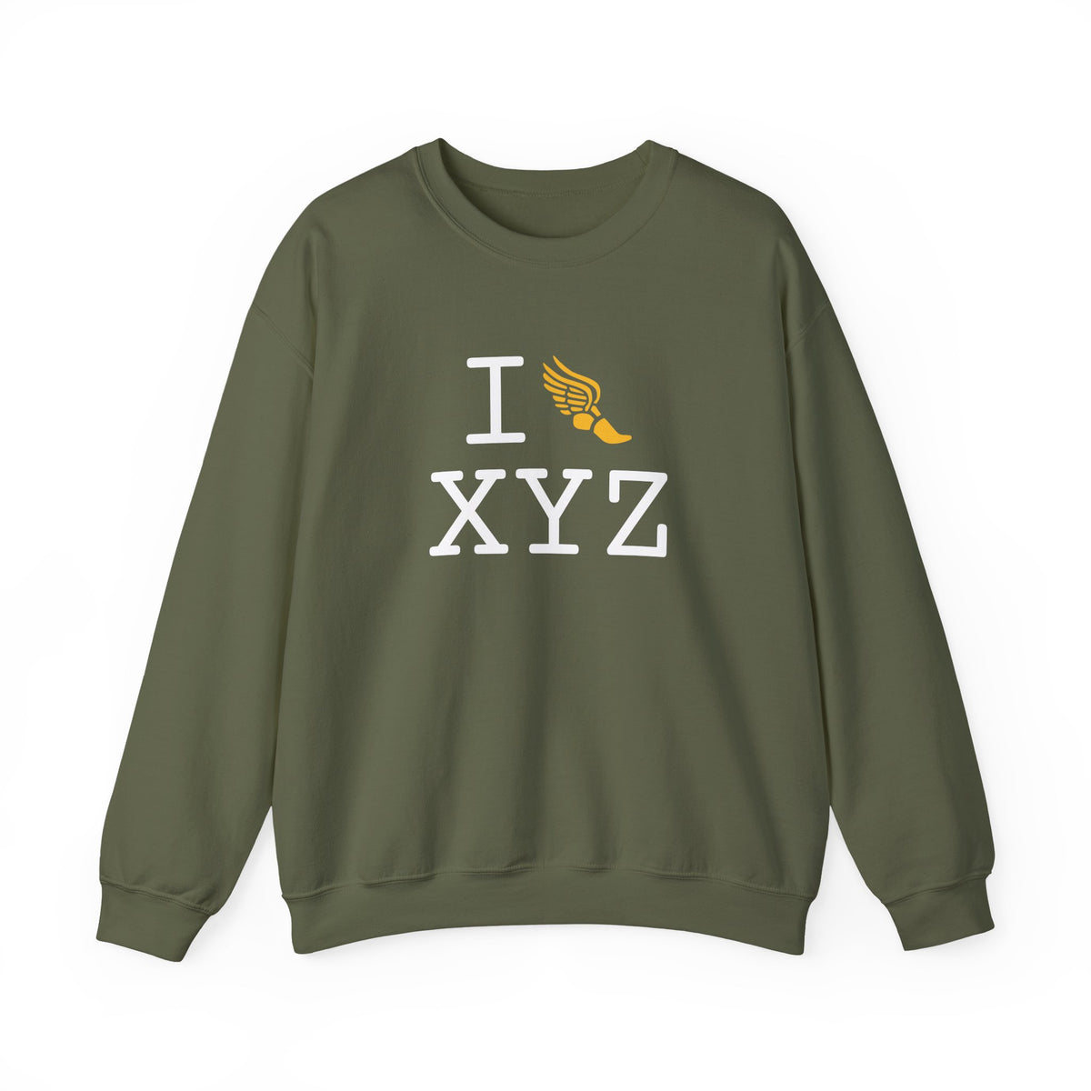 I Run sweatshirt, yellow logo