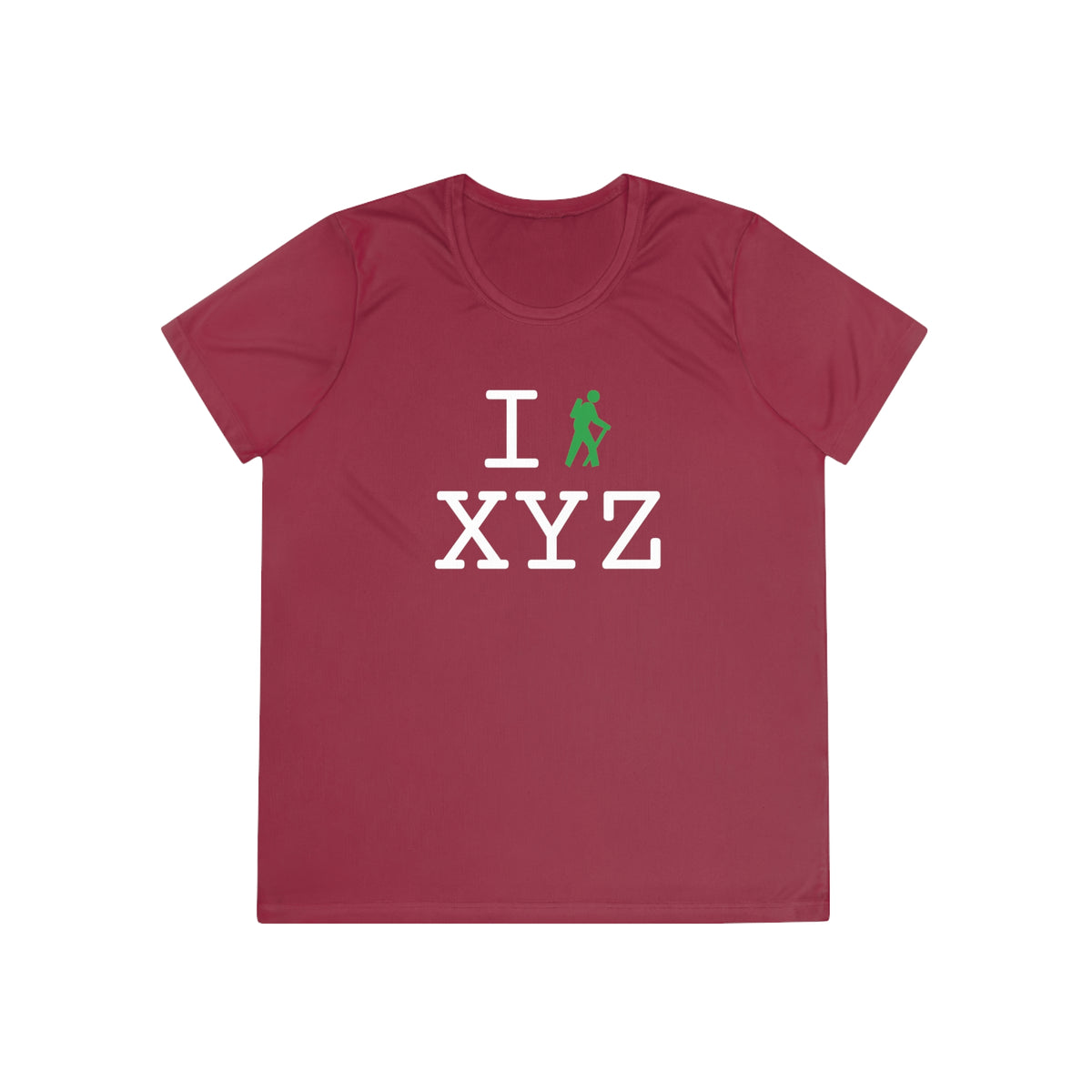 I Hike women's athletic T, green hiker