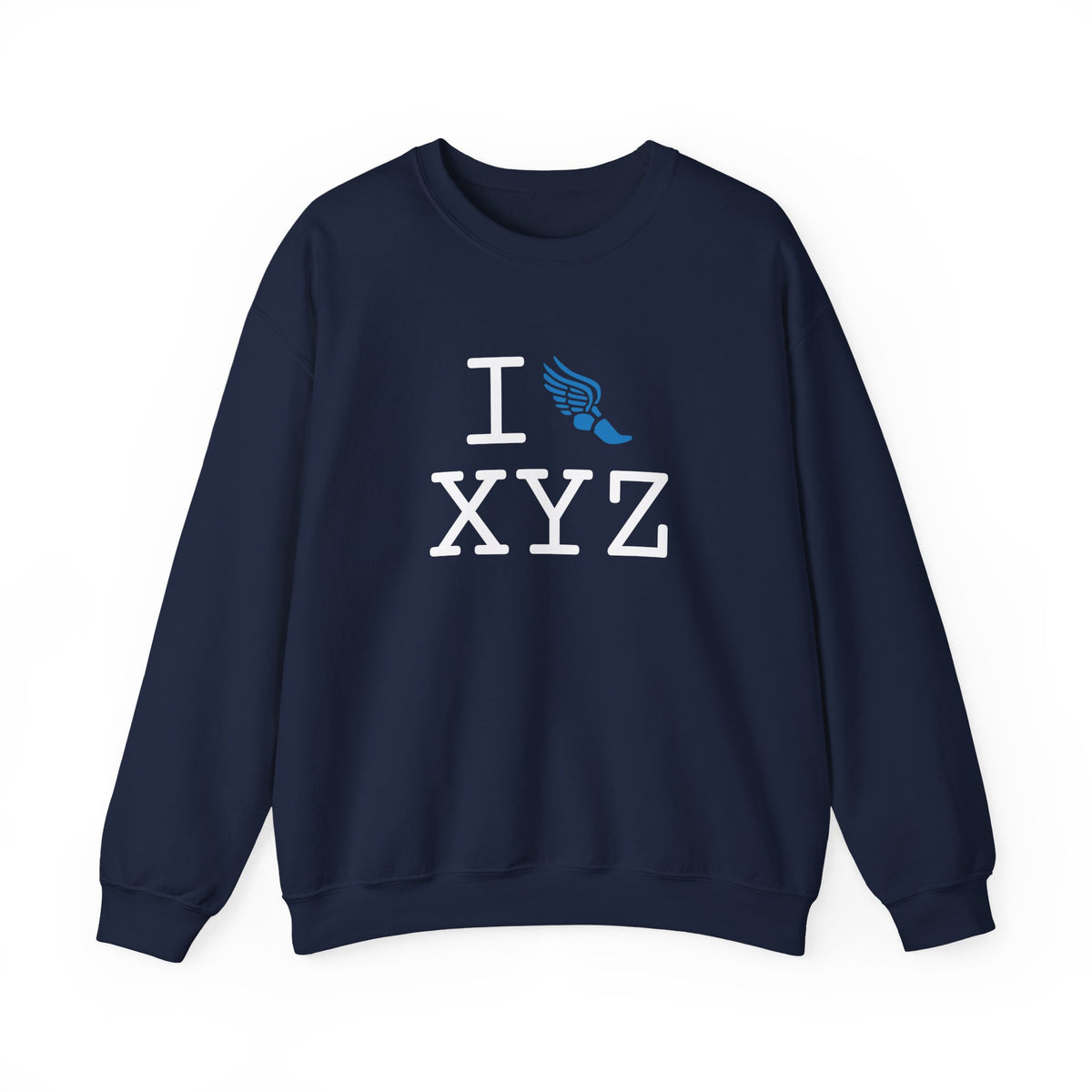 I Run sweatshirt, light blue logo