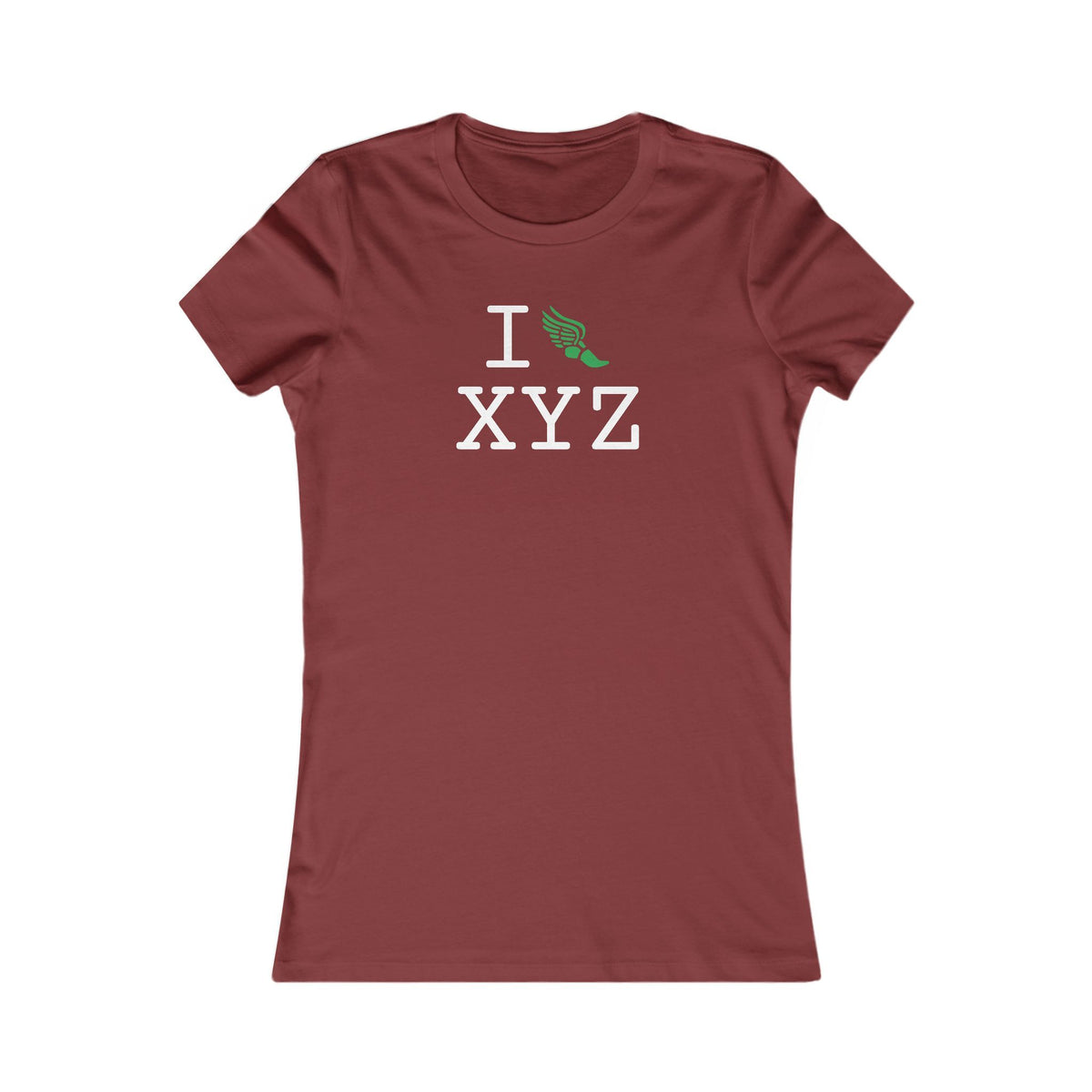 I Run women's T, green logo