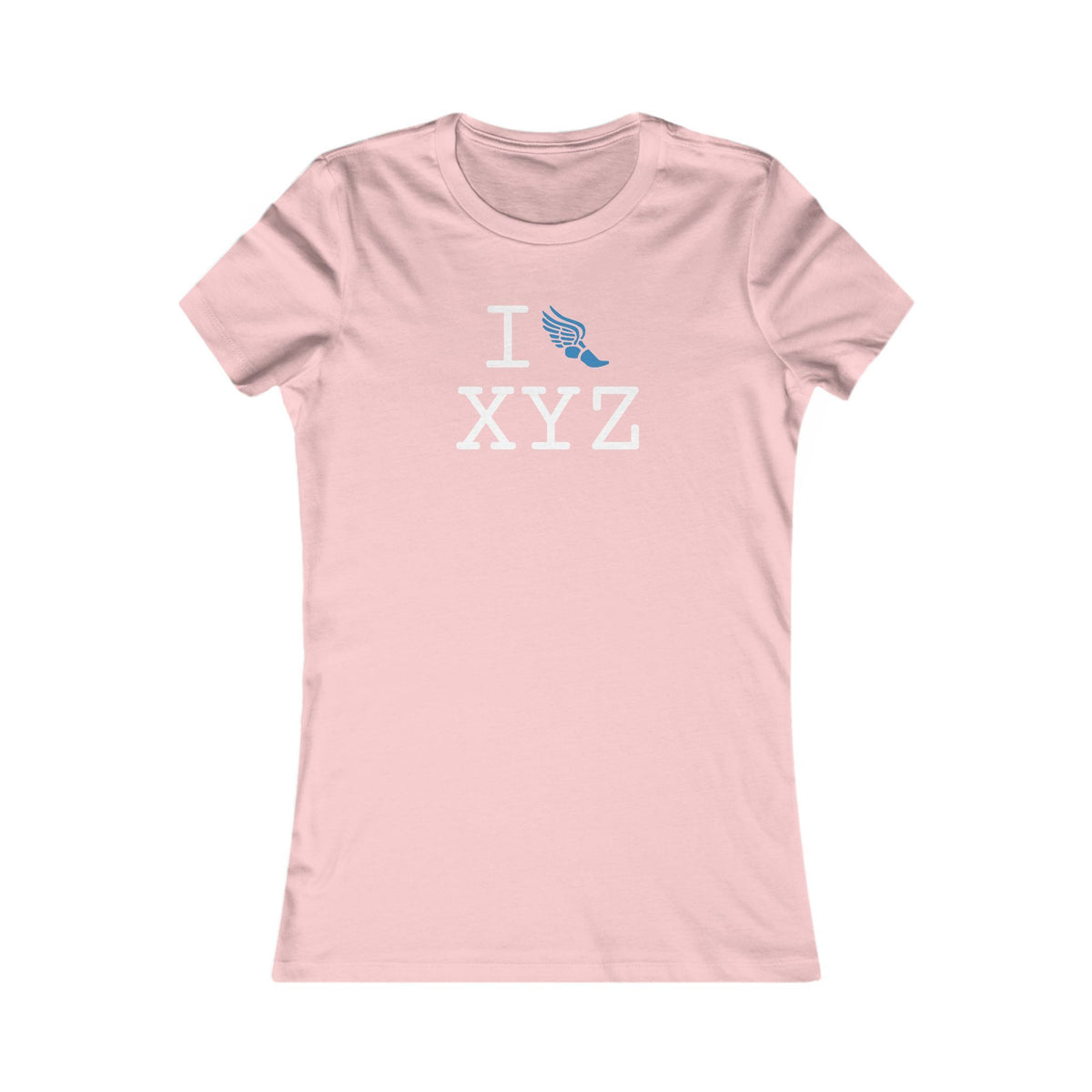 I Run women's T, light blue logo