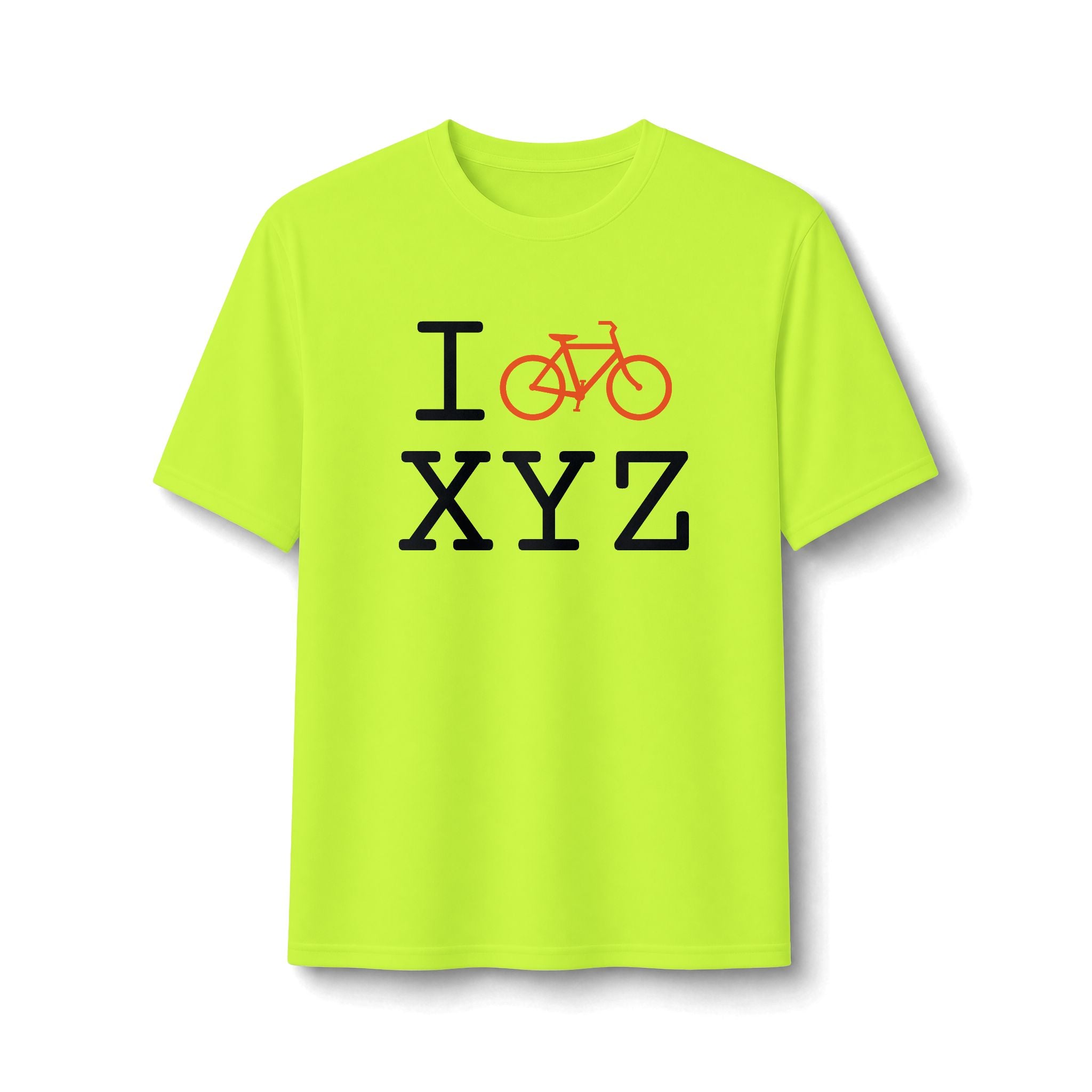 "I Bike ___" athletic T, orange bike