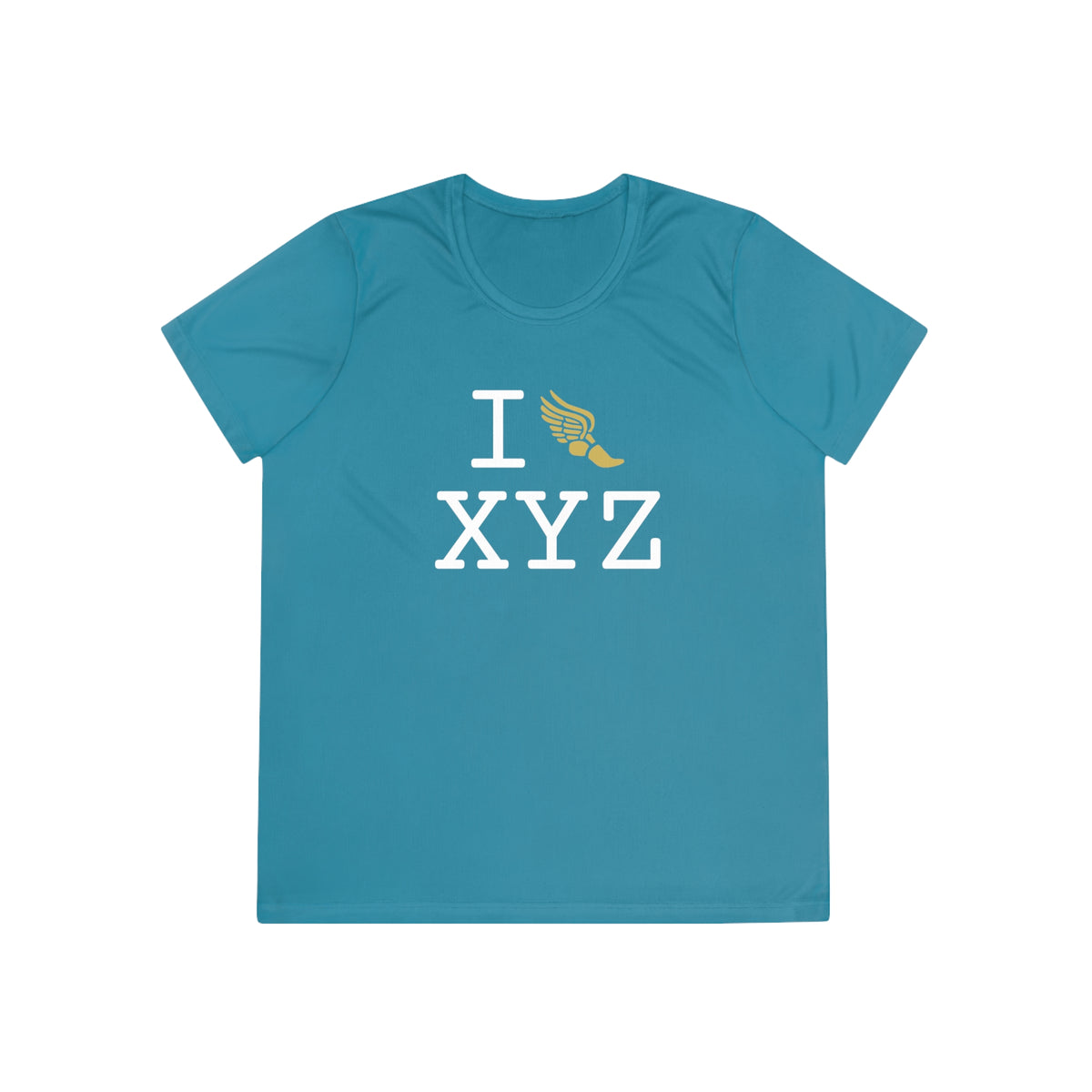 I Run women's athletic T, gold logo