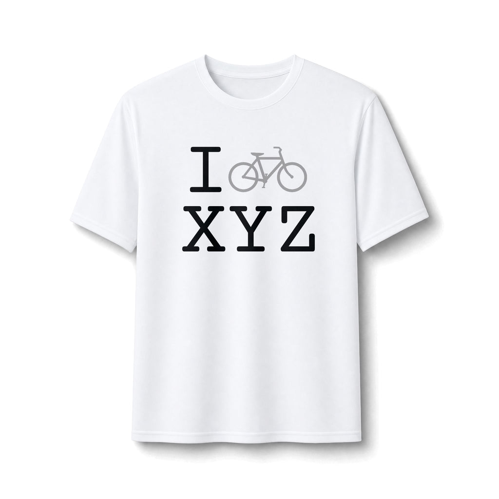 "I Bike ___" athletic T, grey bike