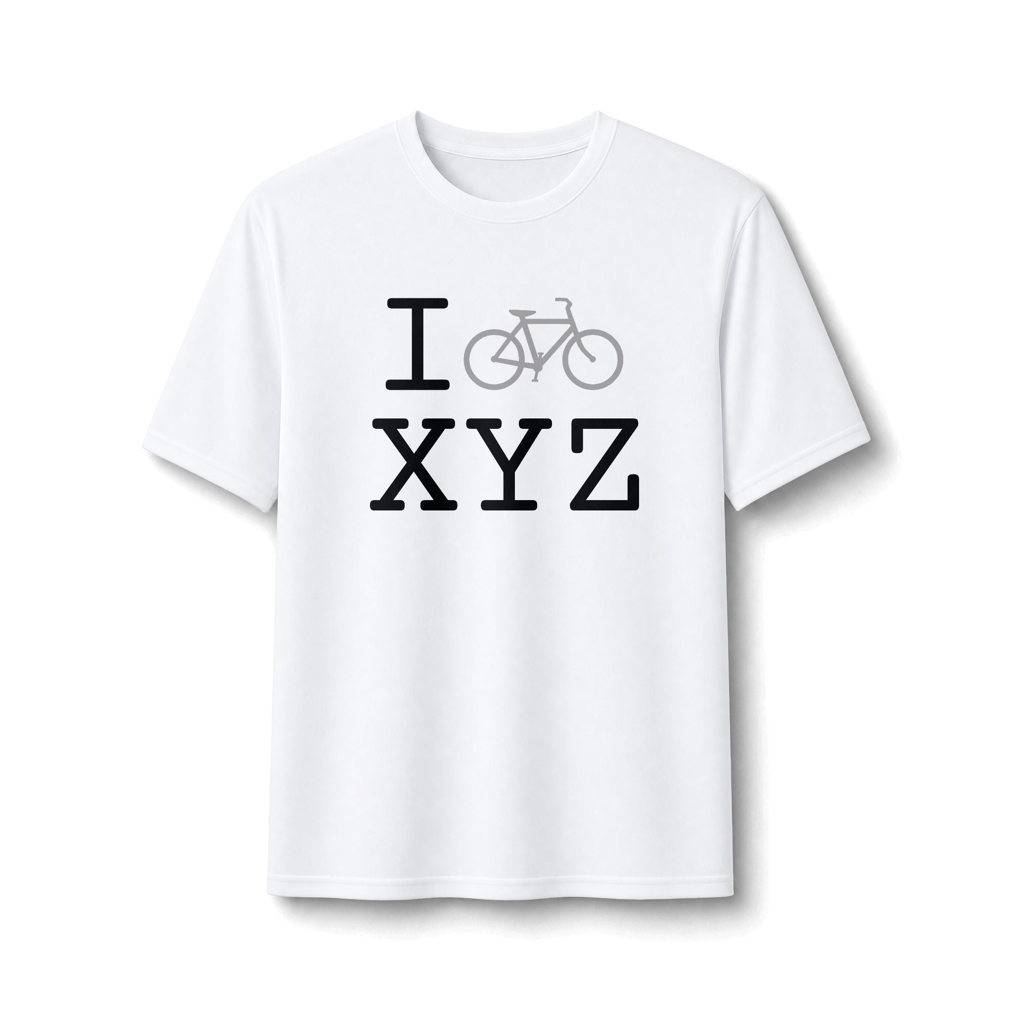 "I Bike ___" athletic T, grey bike