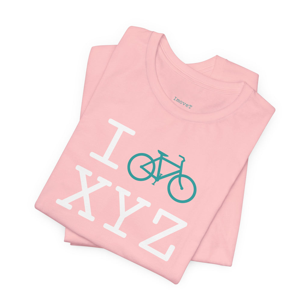 I Bike unisex T, teal bike