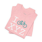 I Bike unisex T, teal bike