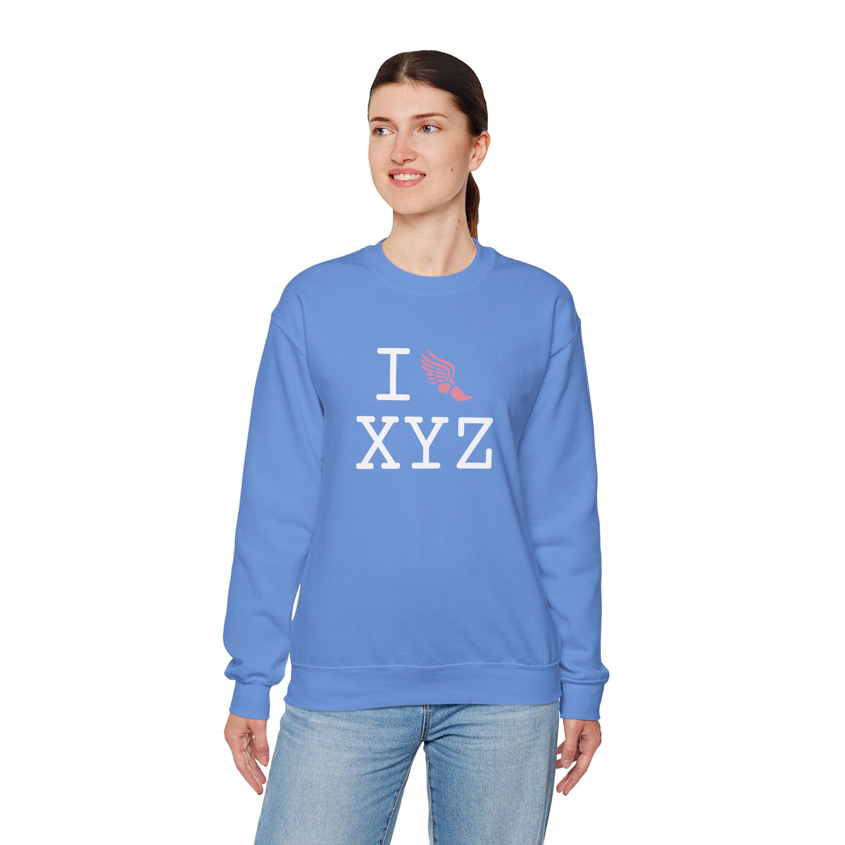 I Run sweatshirt, pink logo