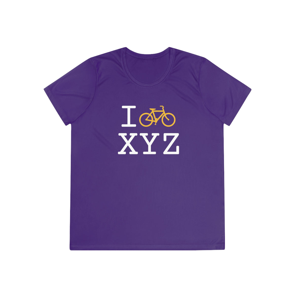 I Bike women's athletic T, yellow bike