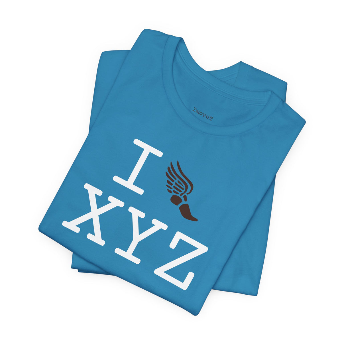 I Run unisex T, brown logo