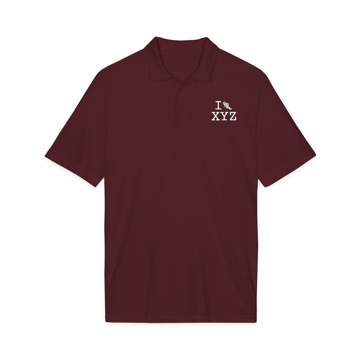 I Run polo, white logo