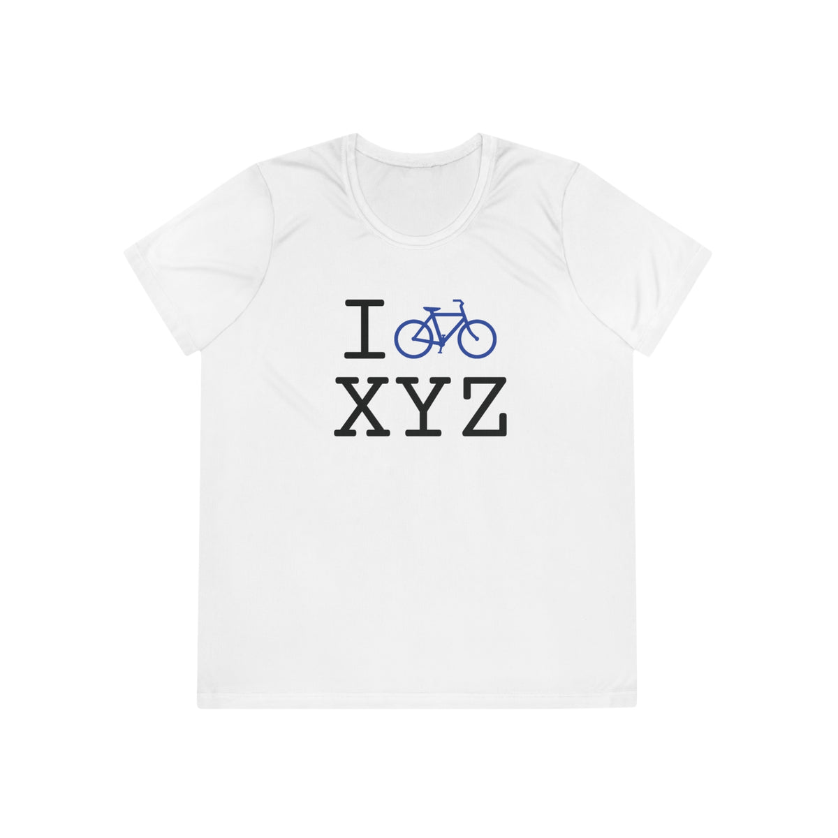 I Bike women's athletic T, blue bike