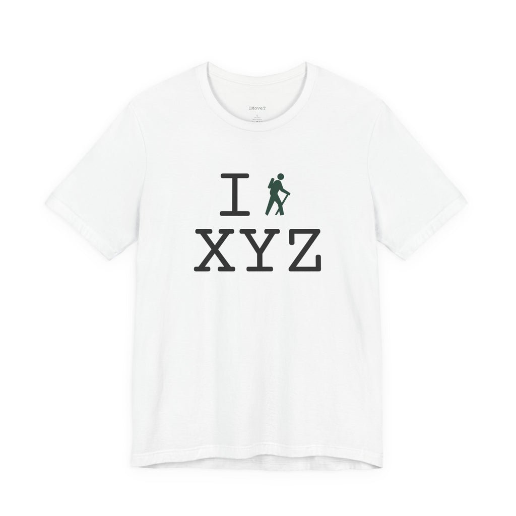 I Hike ___ unisex T, dark green hiker