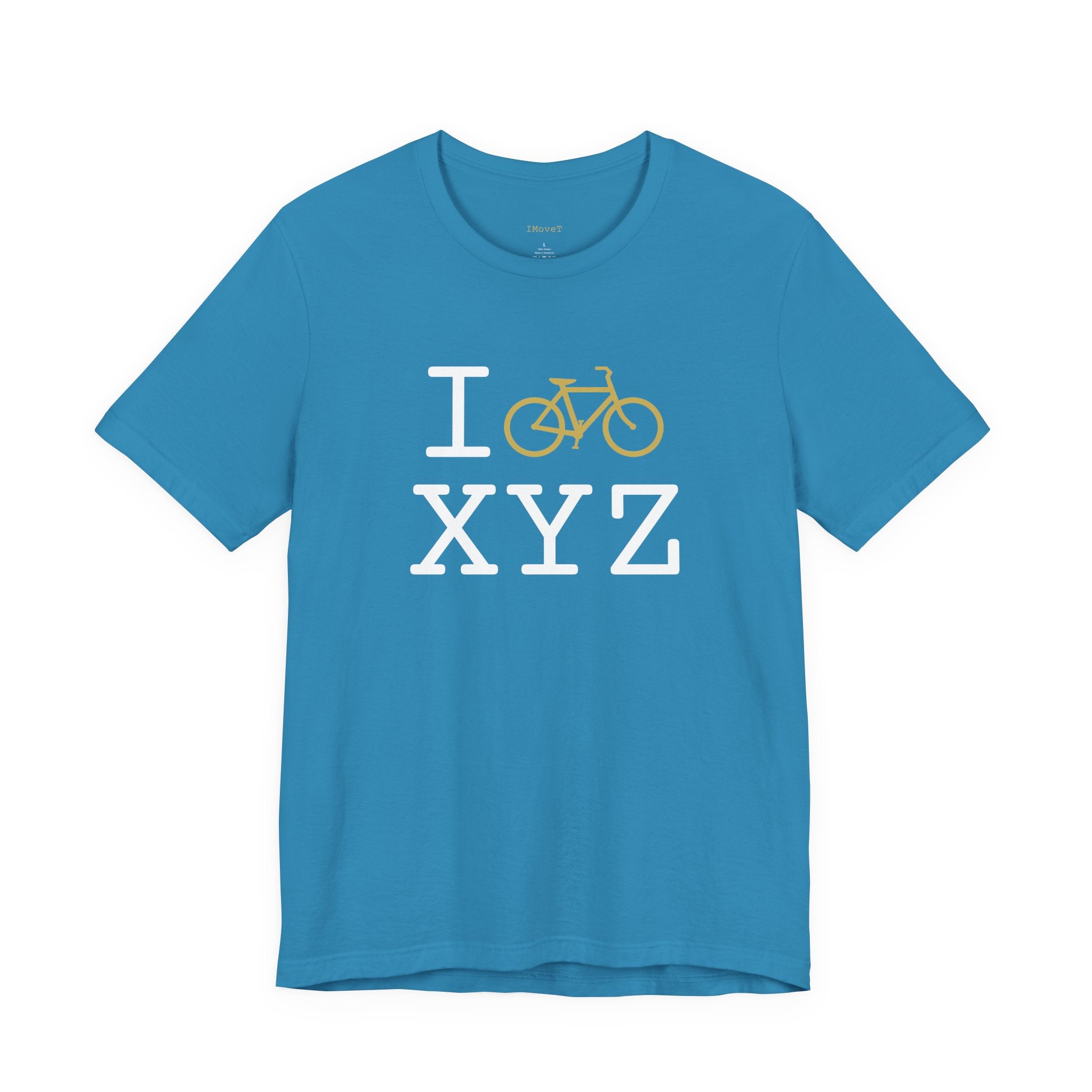 I Bike ___ unisex T, gold bike
