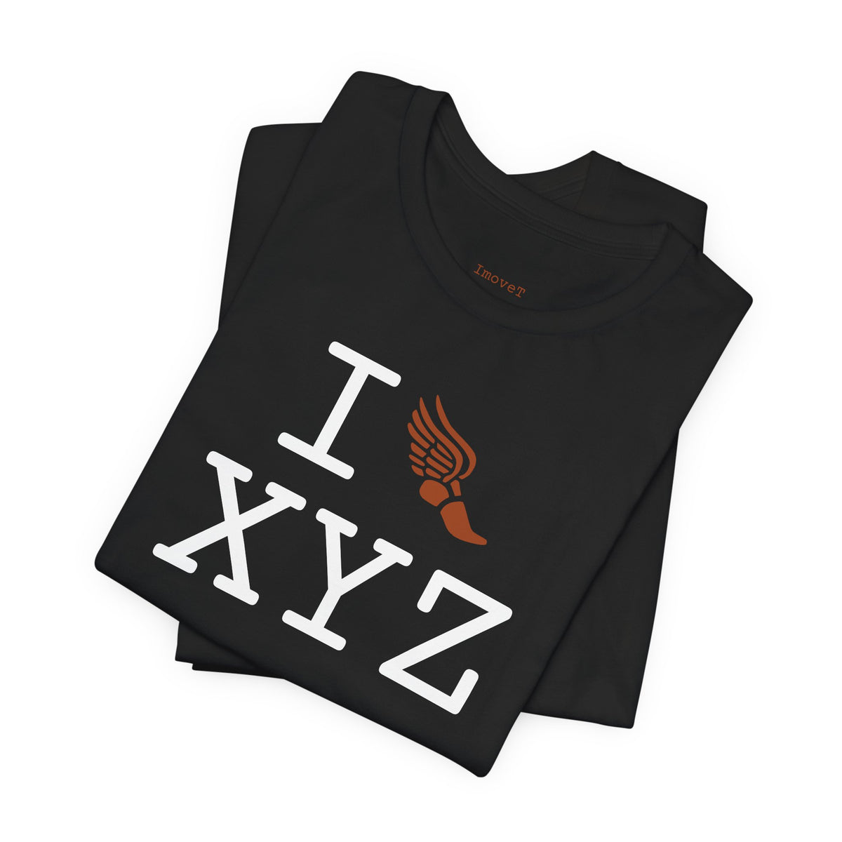 I Run unisex T, dark orange logo
