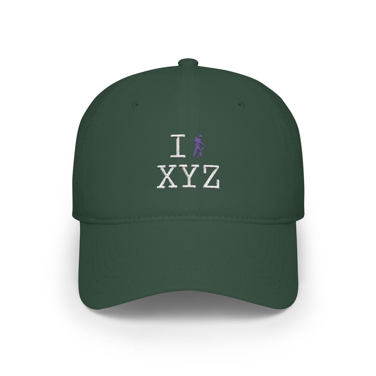 I Hike baseball cap, purple hiker
