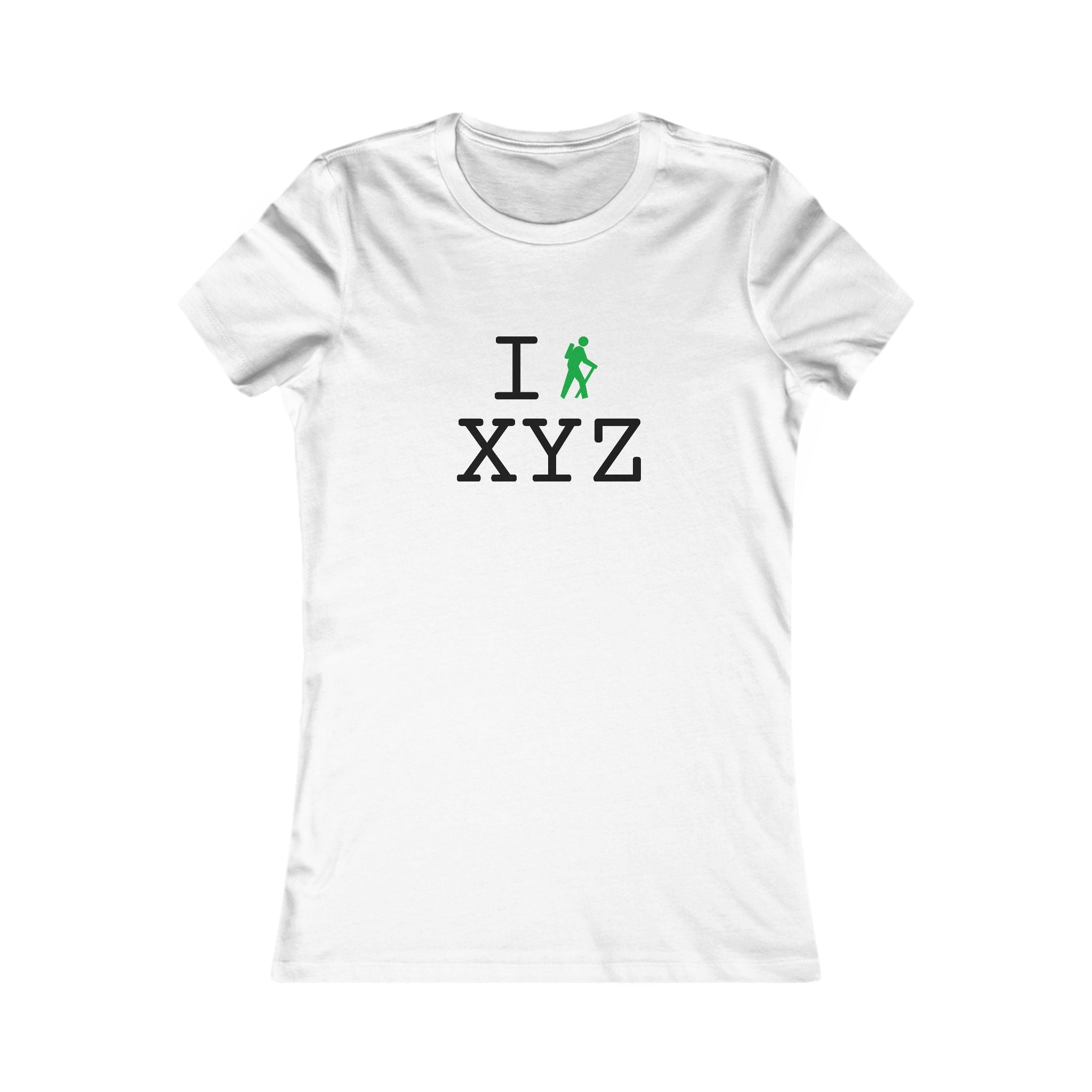 "I Hike ___" women's T, green hiker