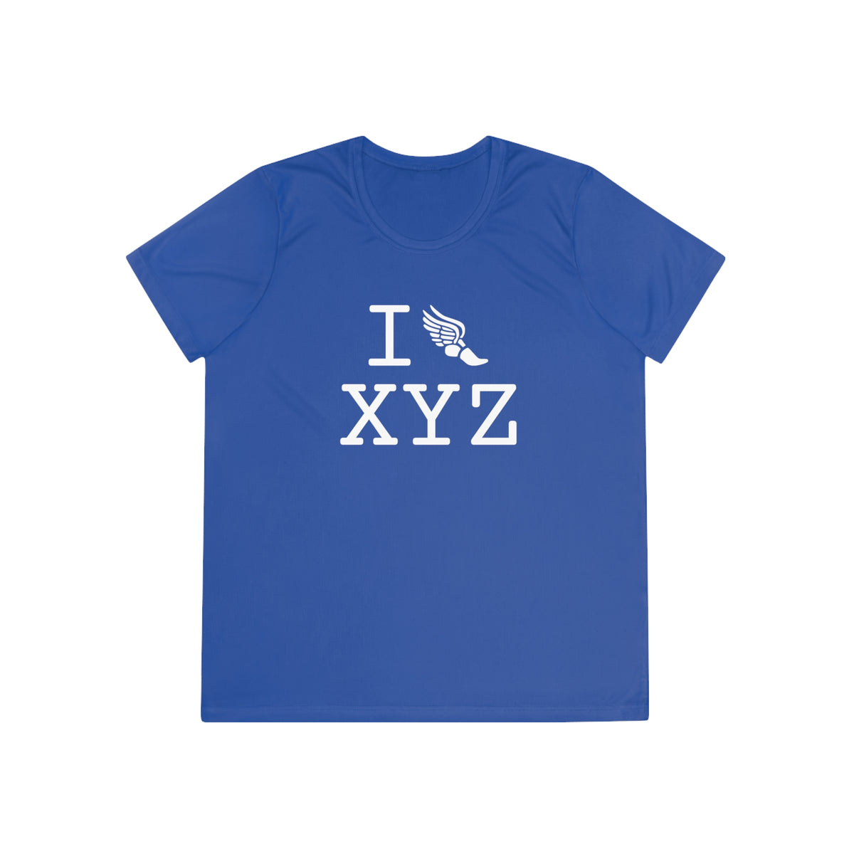 I Run women's athletic T, white logo