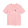 I Hike unisex T, red hiker
