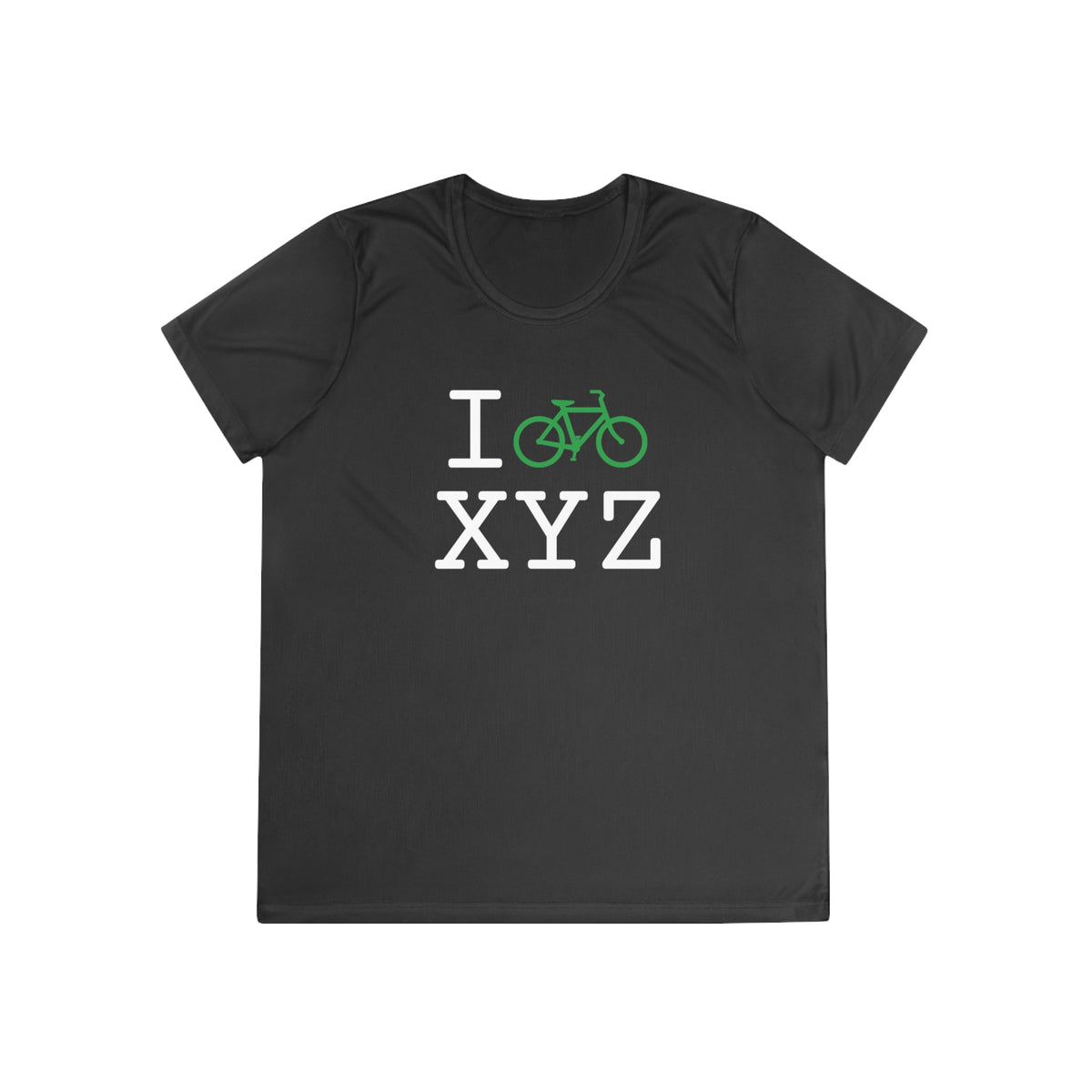 I Bike women's athletic T, green bike