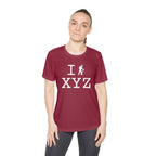 I Hike women's athletic T, white hiker