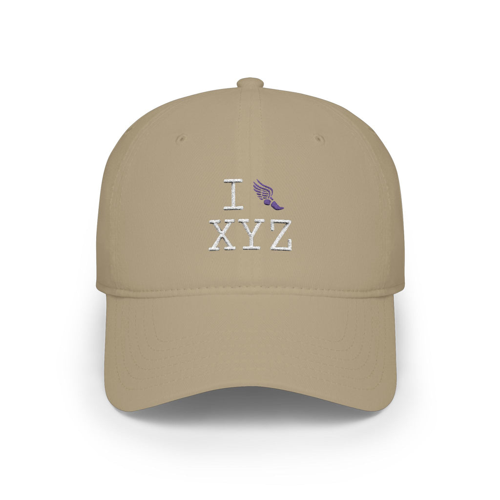 I Run baseball cap, purple logo
