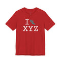 I Run unisex T, teal logo