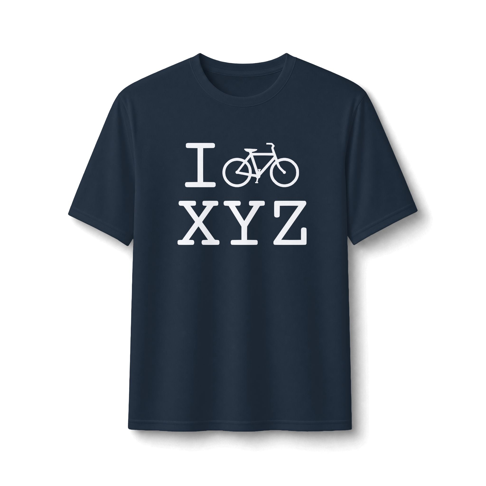 "I Bike ___" athletic T, white bike