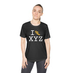 I Run women's athletic T, yellow logo