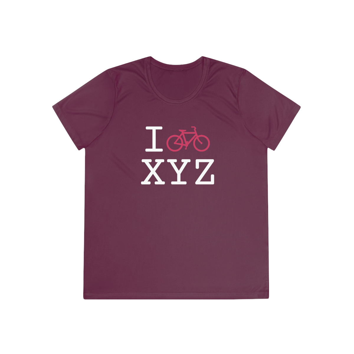 I Bike women's athletic T, hot pink bike