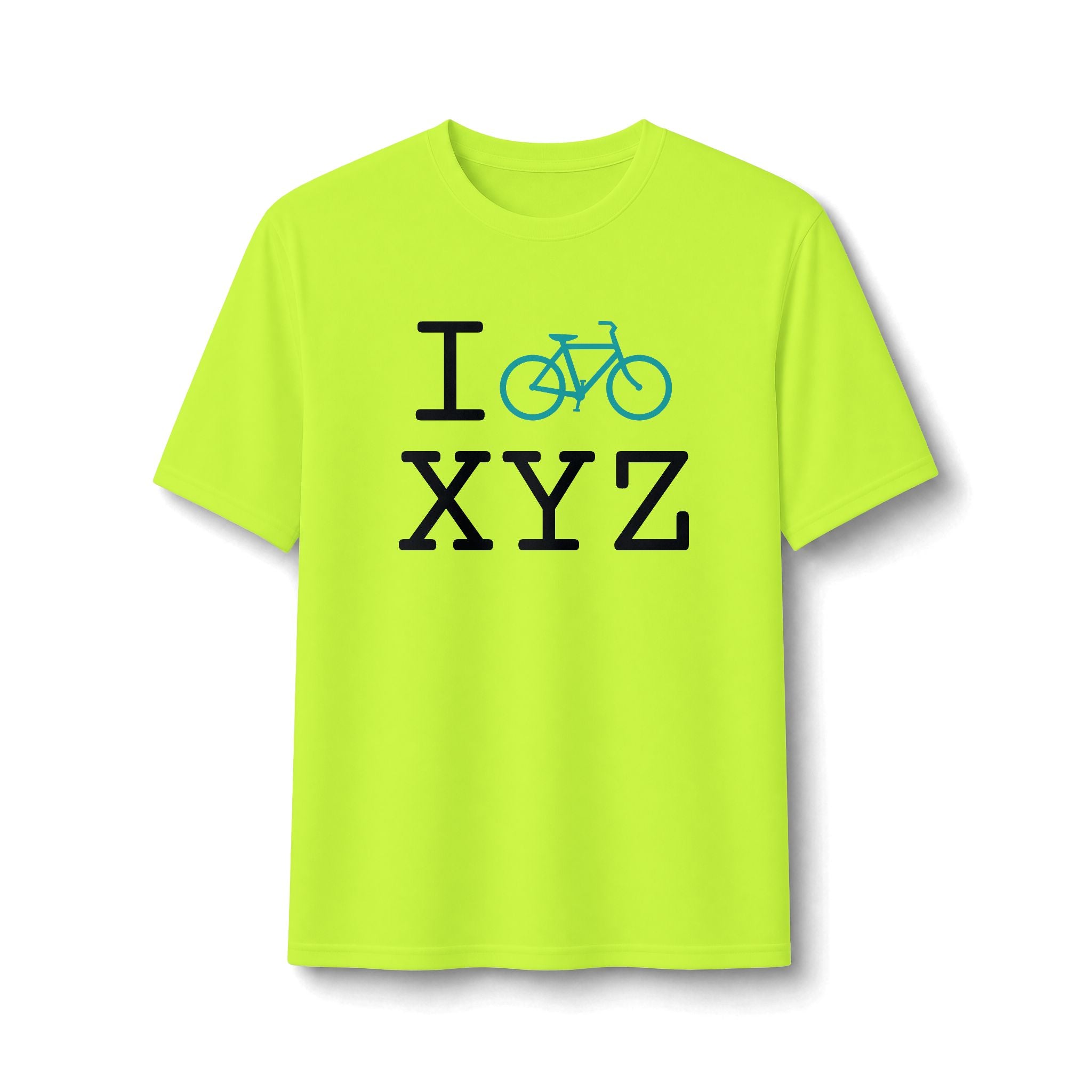 "I Bike ___" athletic T, teal bike