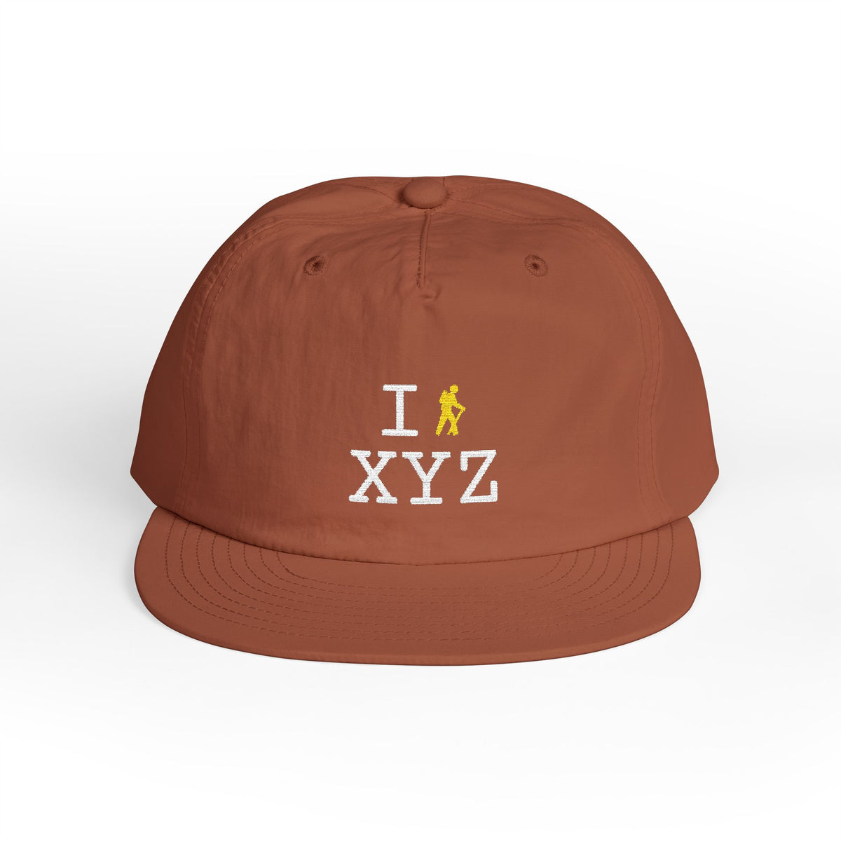 I Hike athletic hat, yellow hiker