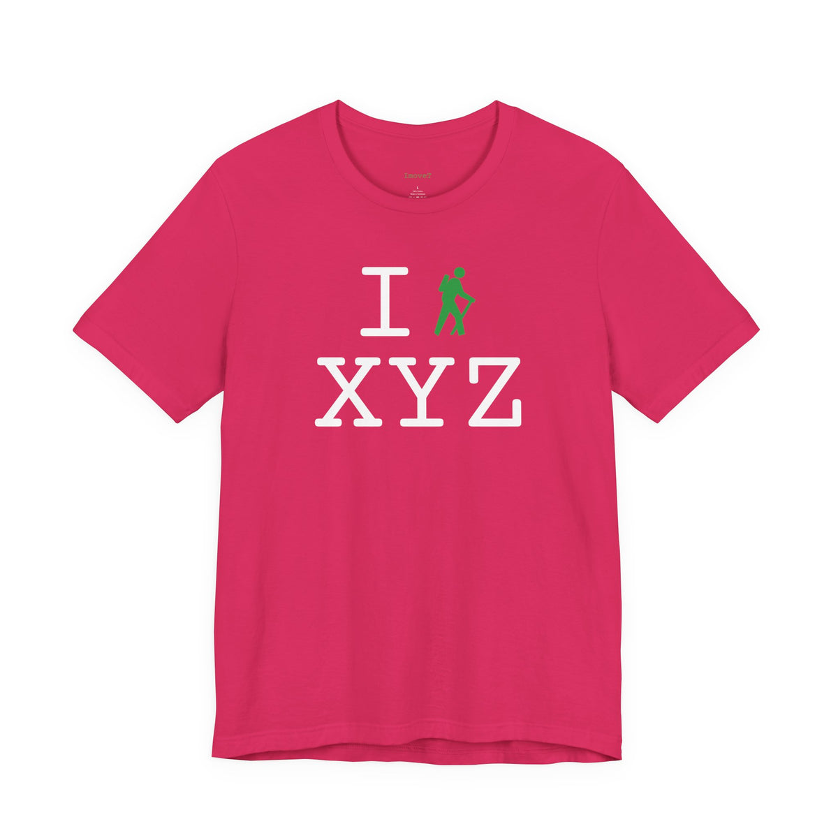 I Hike unisex T, green hiker