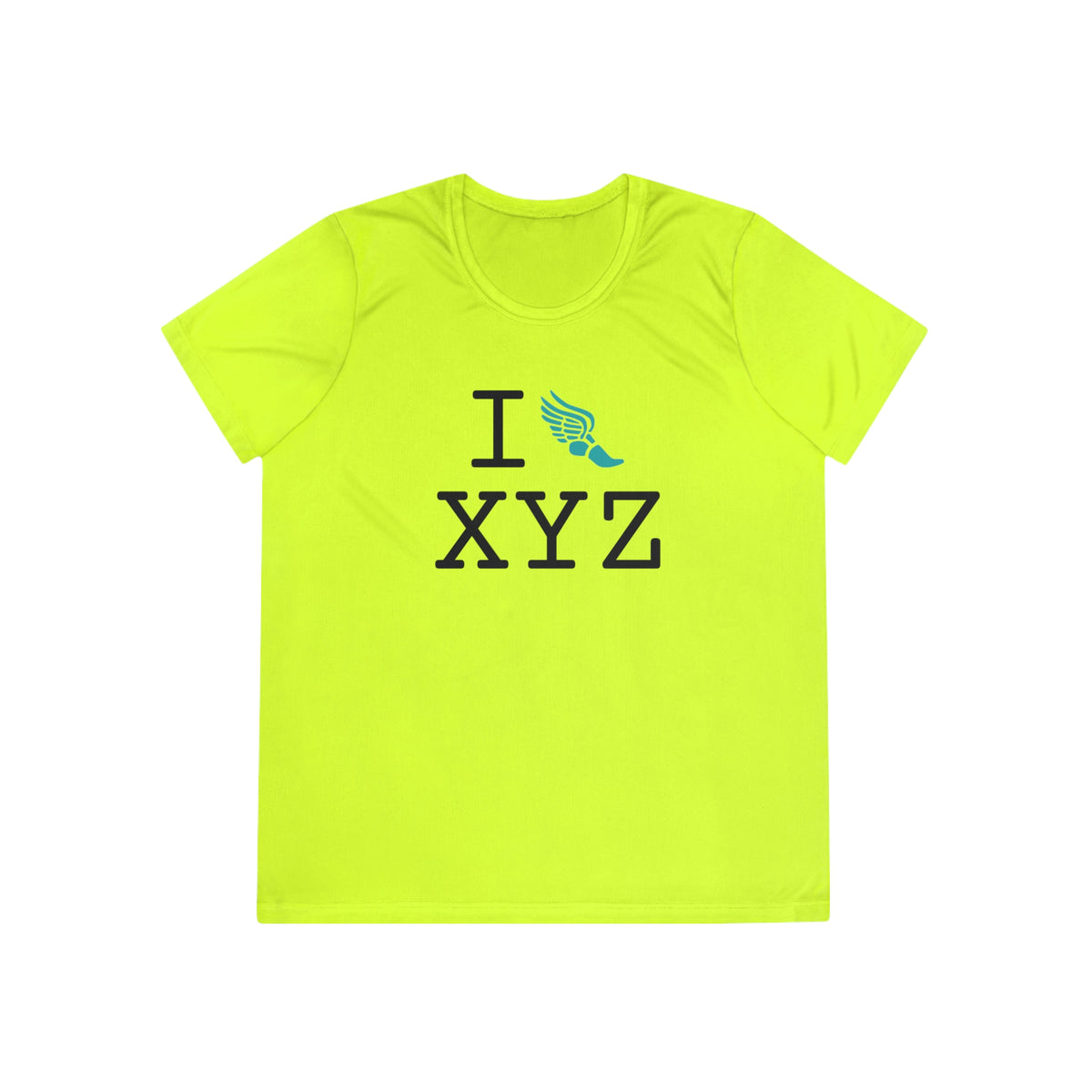 I Run women's athletic T, teal logo