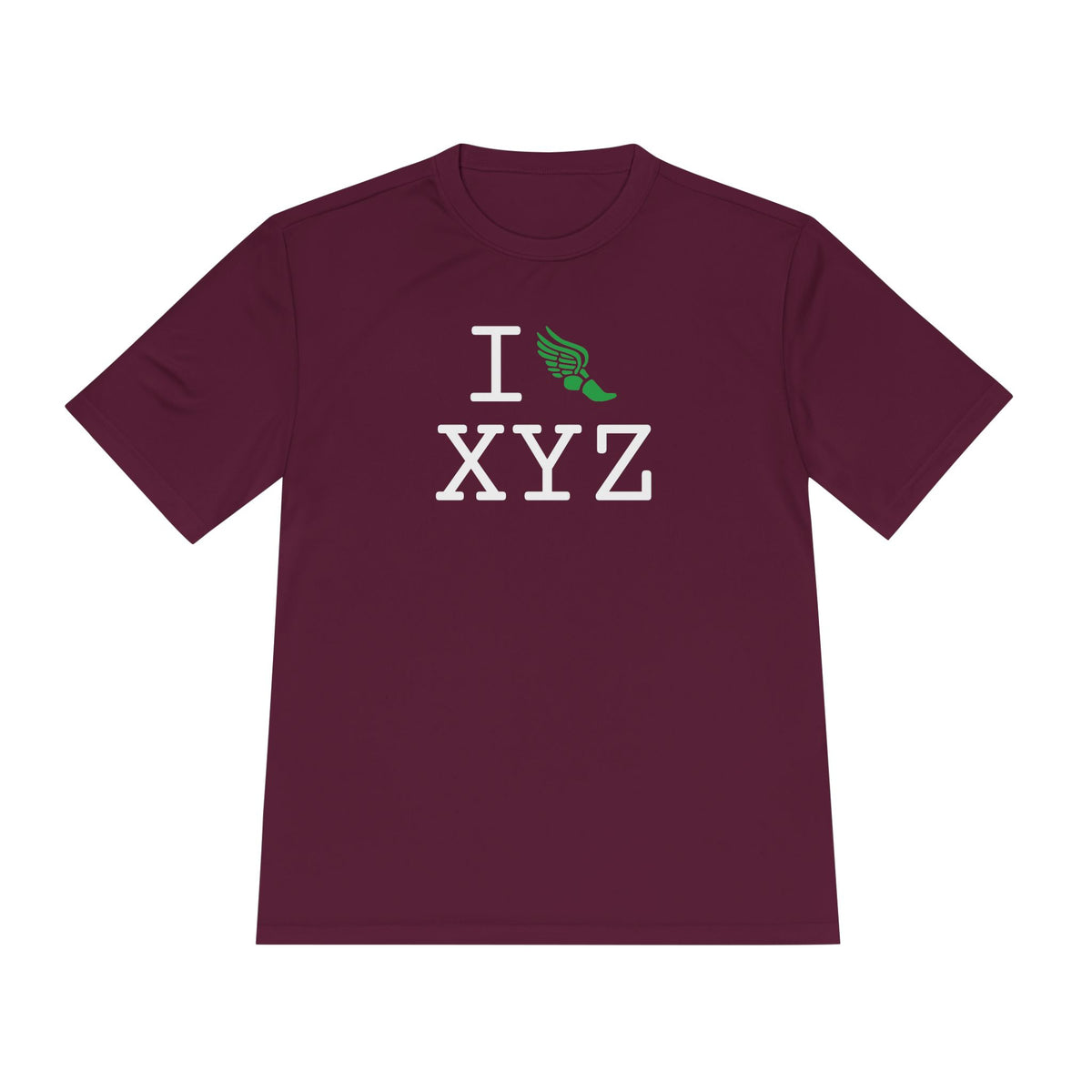 I Run athletic T, green logo