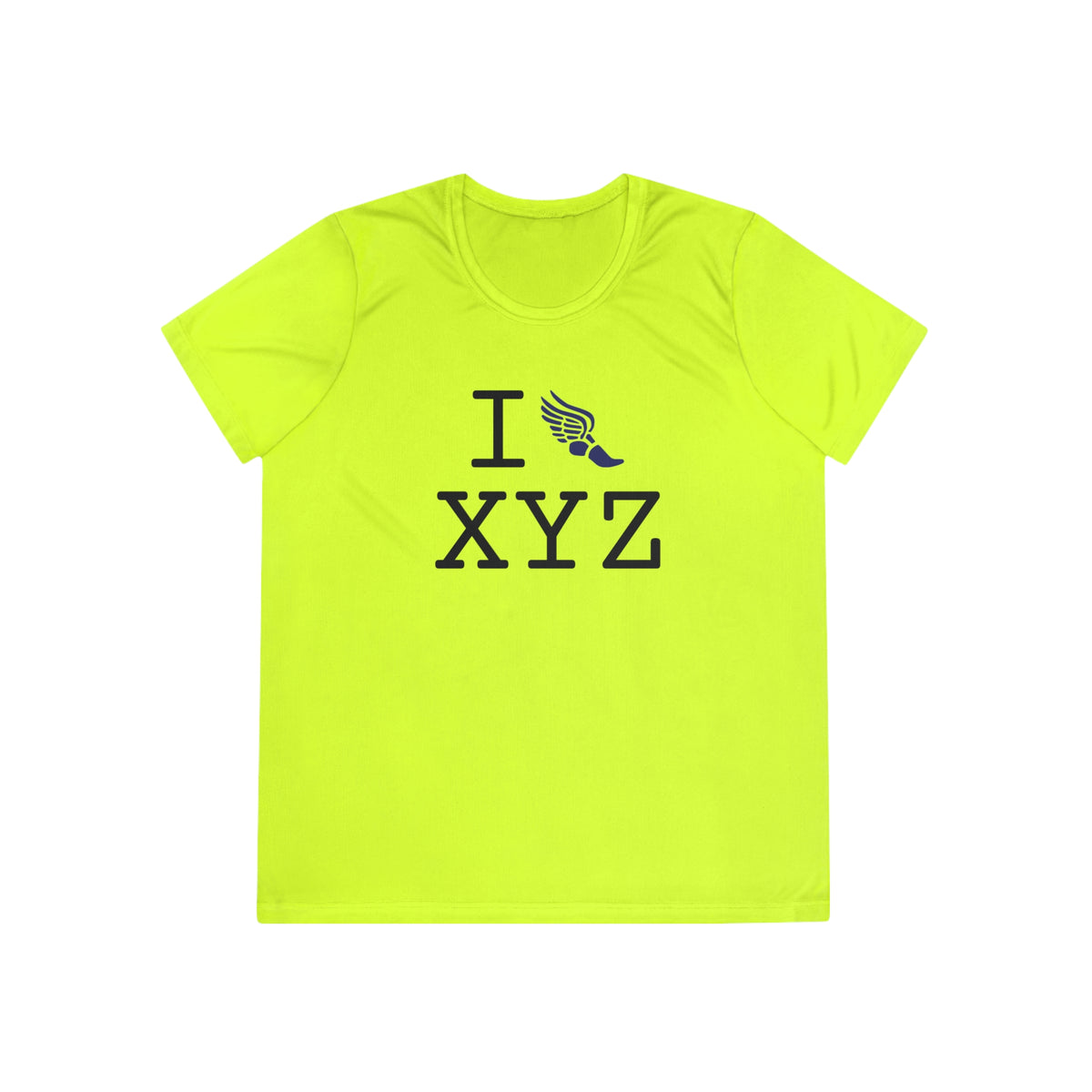 I Run women's athletic T, navy logo