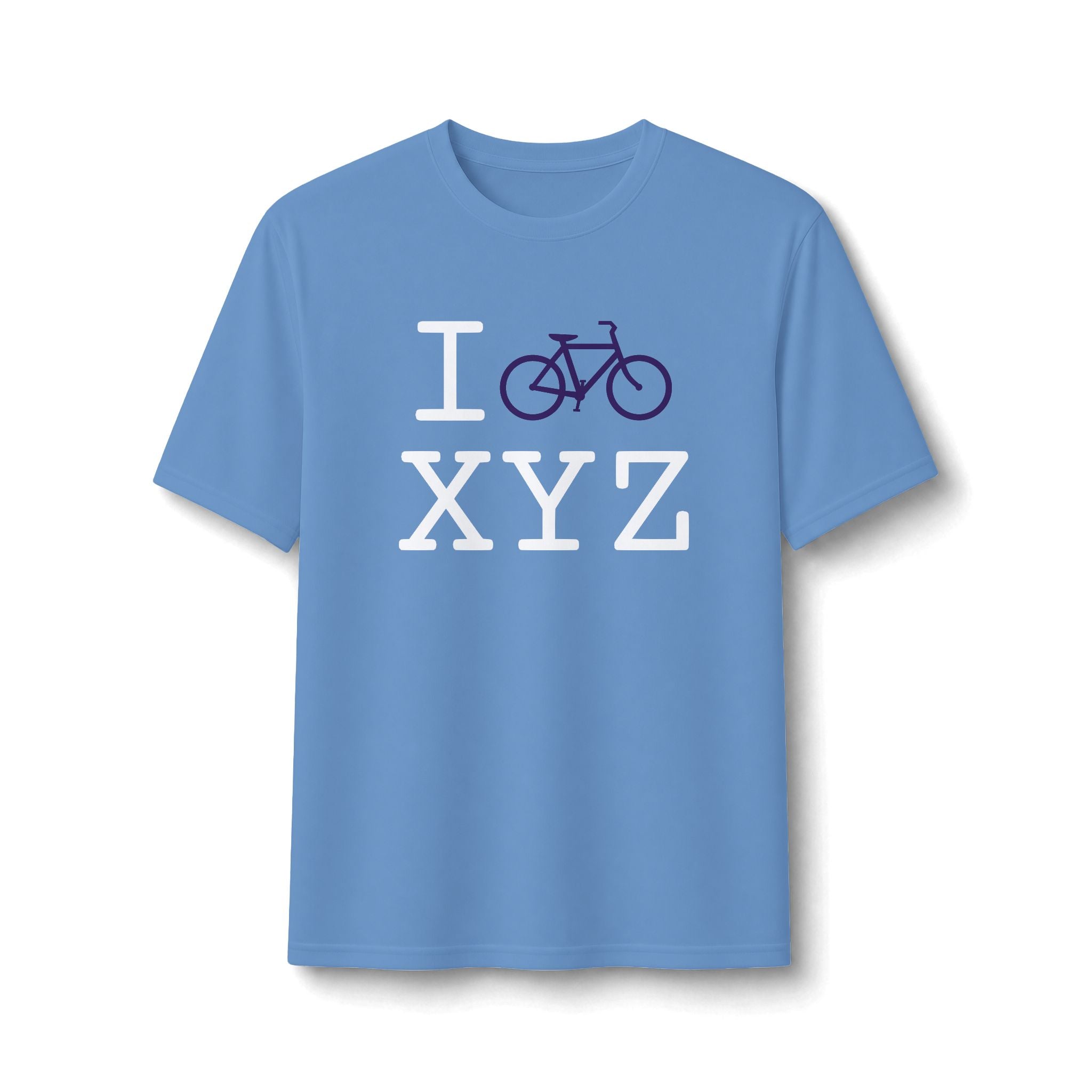 "I Bike ___" athletic T, purple bike