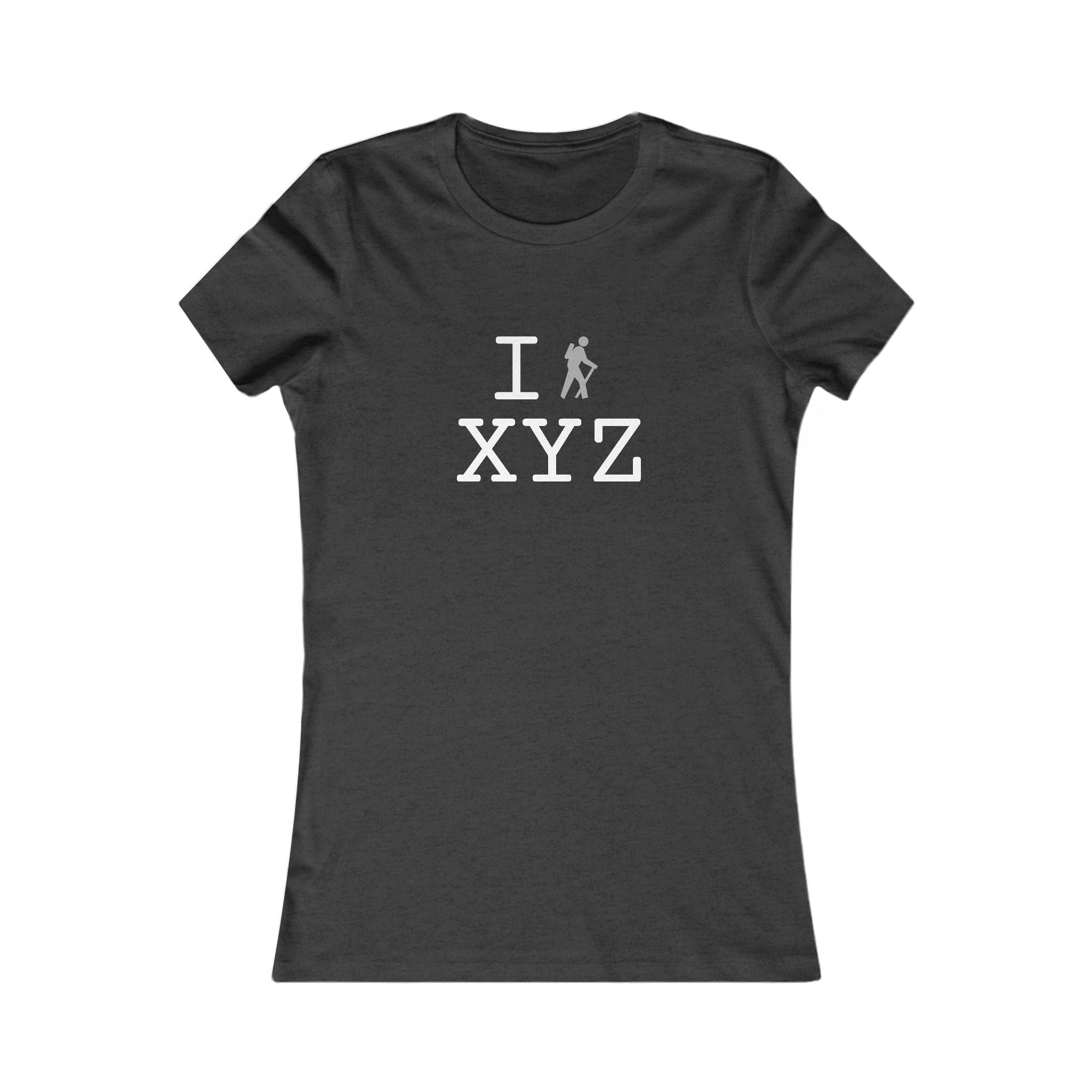 "I Hike ___" women's T, grey hiker