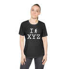 I Hike women's athletic T, white hiker