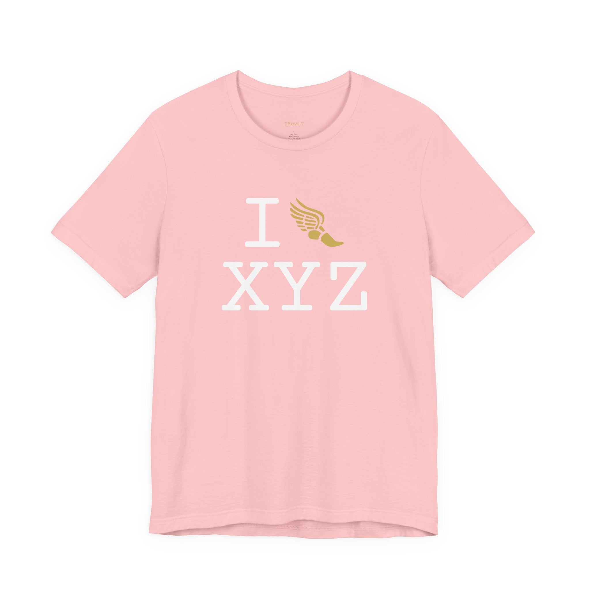 I Run ___ unisex T, gold logo