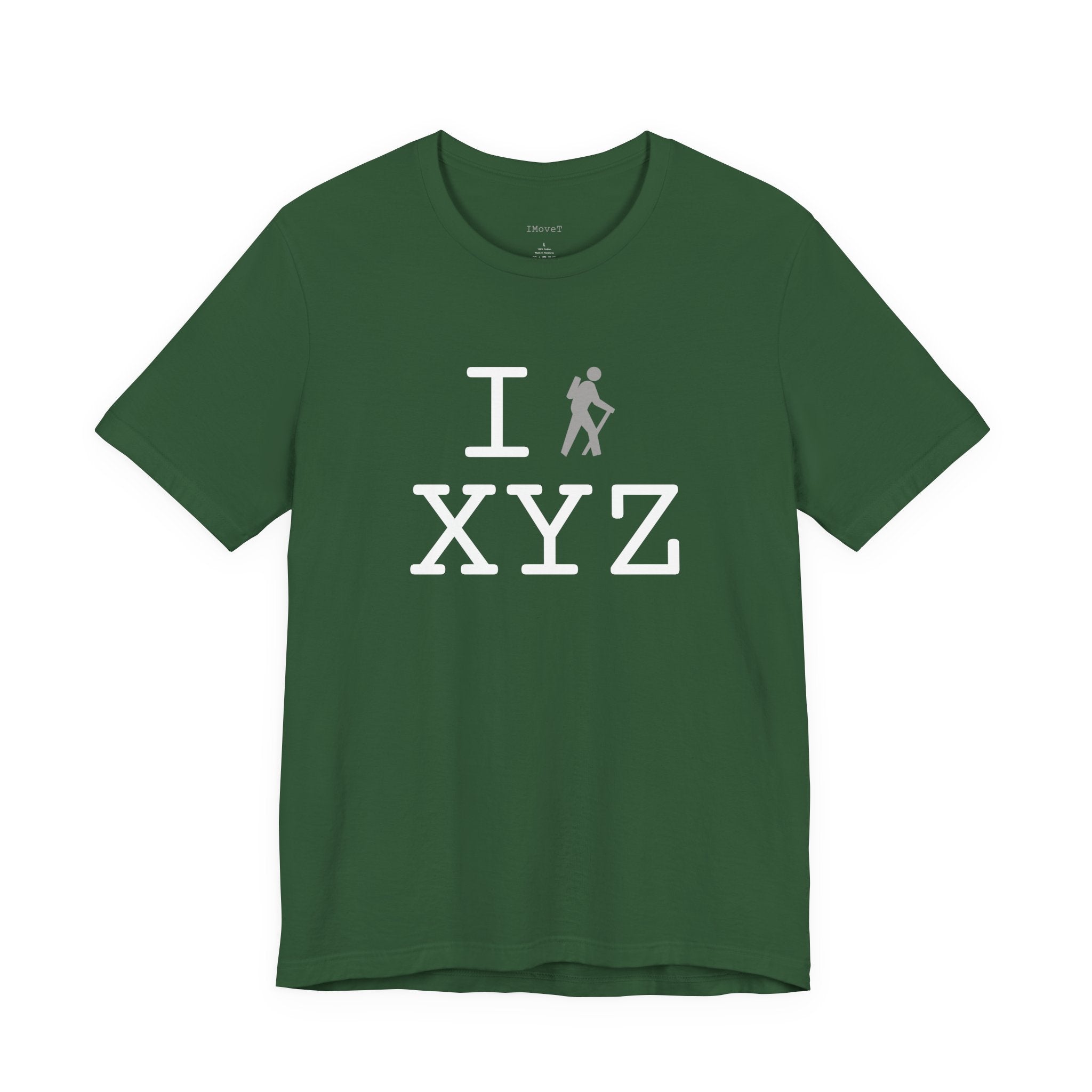 I Hike ___ unisex T, grey hiker