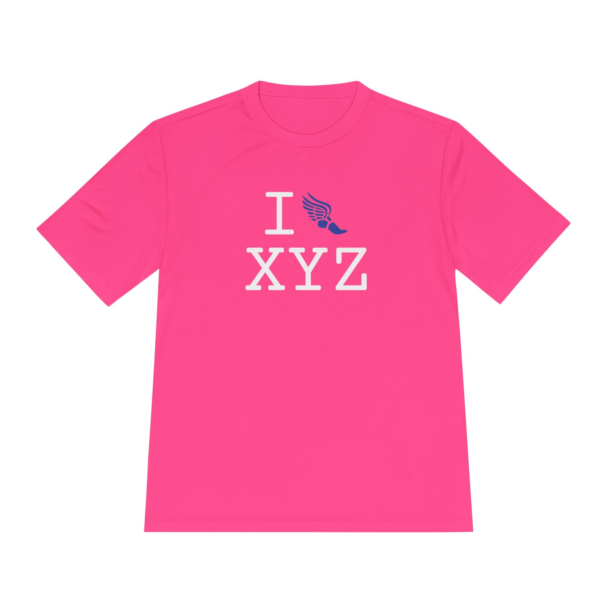 I Run athletic T, blue logo