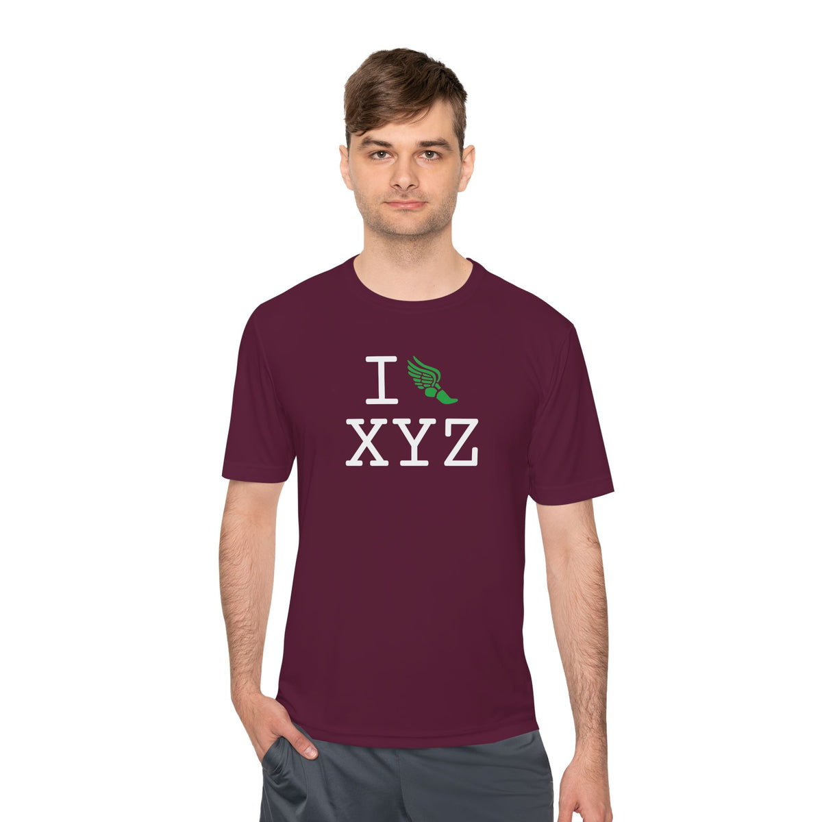 I Run athletic T, green logo