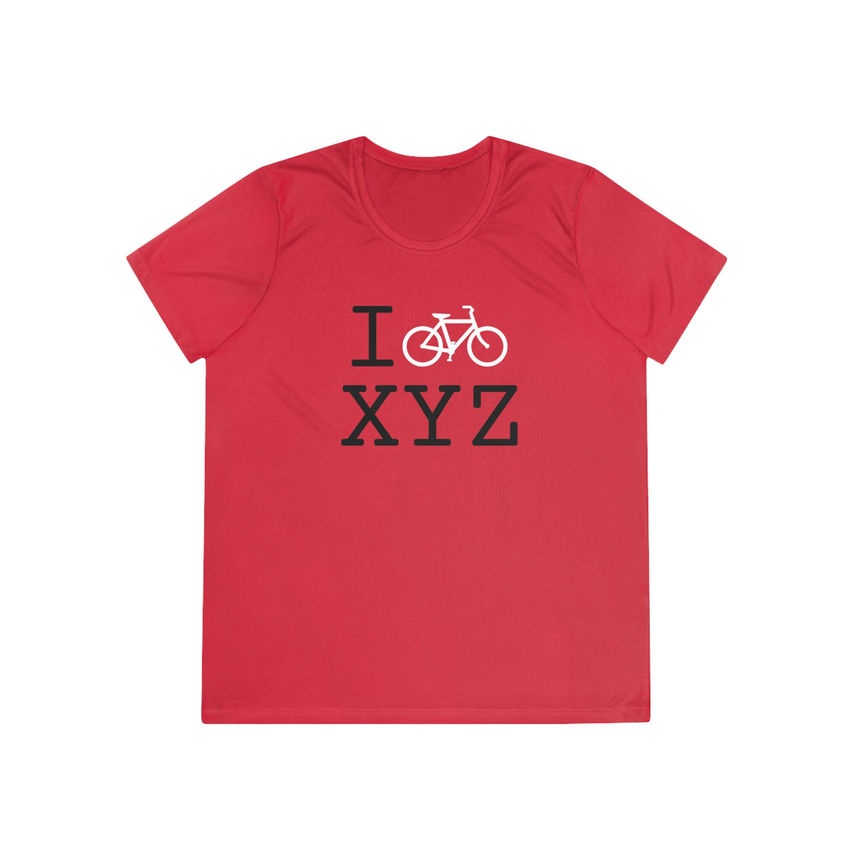 I Bike women's athletic T, white bike